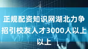 正规配资知识网湖北力争招引校友人才3000人以上